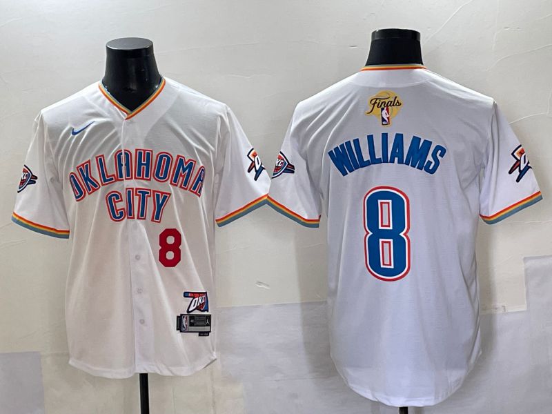 Men 2025 Oklahoma City Thunder #8 Williams White Nike Joint Name NBA Jersey style 4
